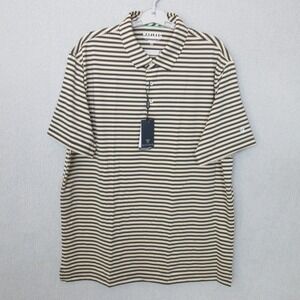 MAELREG Performance Polo Shirt Mens XL Black Khaki Stripe Wicking UPF 30+